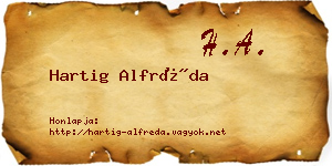 Hartig Alfréda névjegykártya